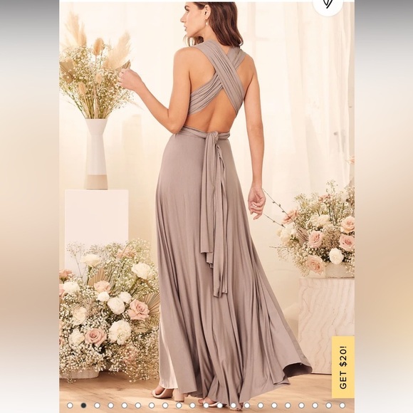 Lulus Tricks of the Trade Taupe Champagne Maxi Multi-Wear Wrap Dress - Picture 10 of 12